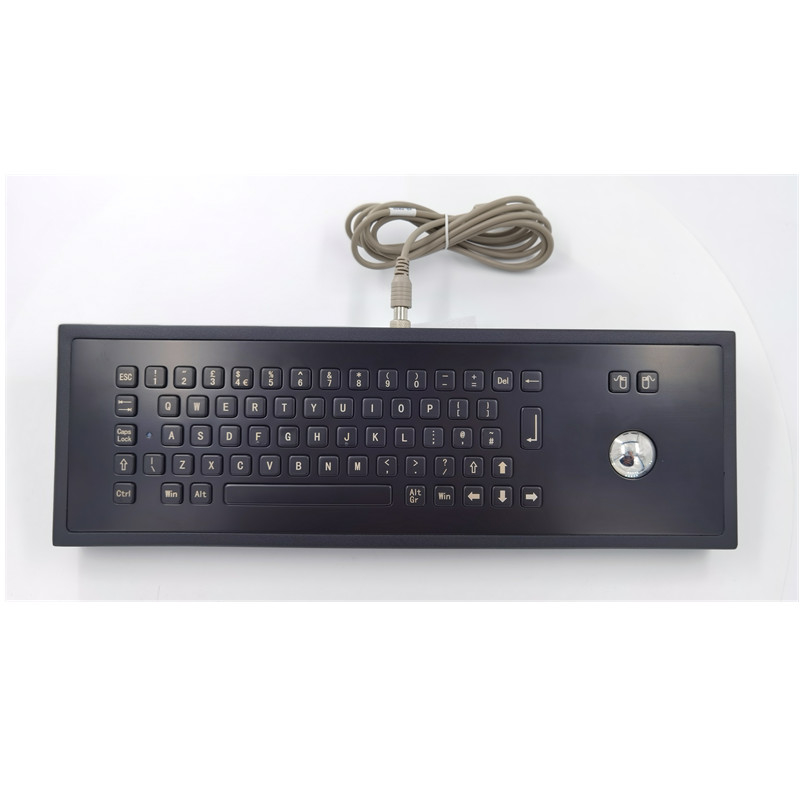صفحه کلید فلزی صنعتی IP65 رومیزی مشکی با کلیدهای Trackball 65