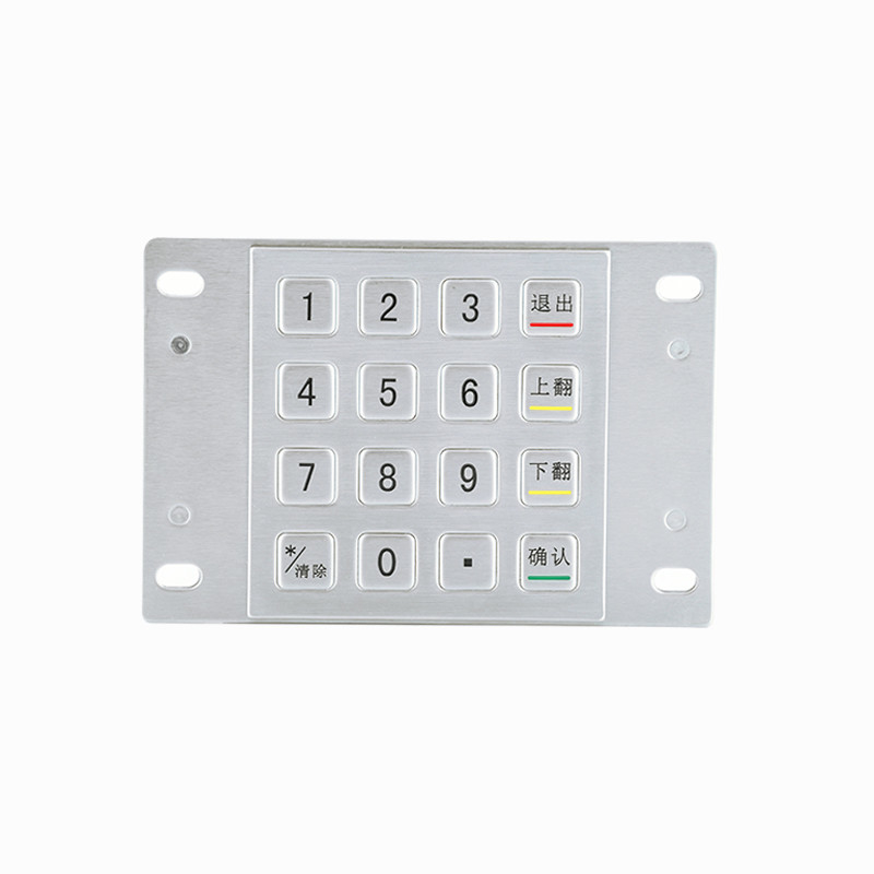 304 استیل ضد زنگ دستگاه ATM پین پد کیوسک پرداخت کیوسک IP65 کیبورد فلزی رمزگذاری شده با 16 کلید