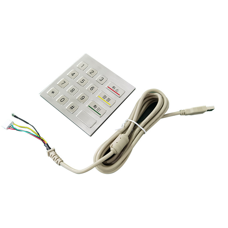 فولاد ضد زنگ 16 کلید صفحه کلید فلزی عددی با اتصال سیم دار USB برای کیوسک خودپرداز